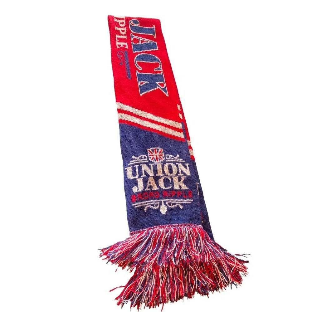 Red White Blue Knit Scarf Muffler Union Jack Broad Ripple One SIze‎